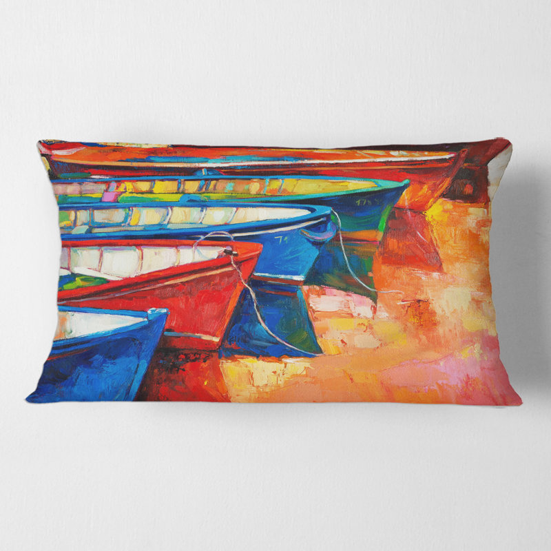 Coussins et housse de coussin rectangulaires «Bateaux dans le port»