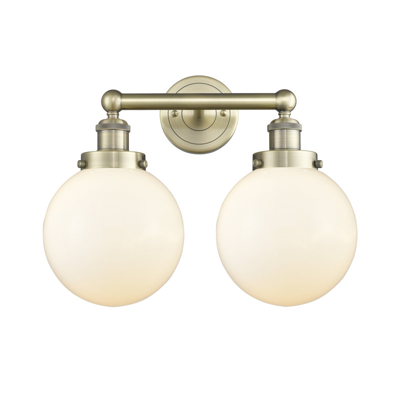 Alphonsa 2 - Light Dimmable Vanity Light, Matte White, Antique Brass