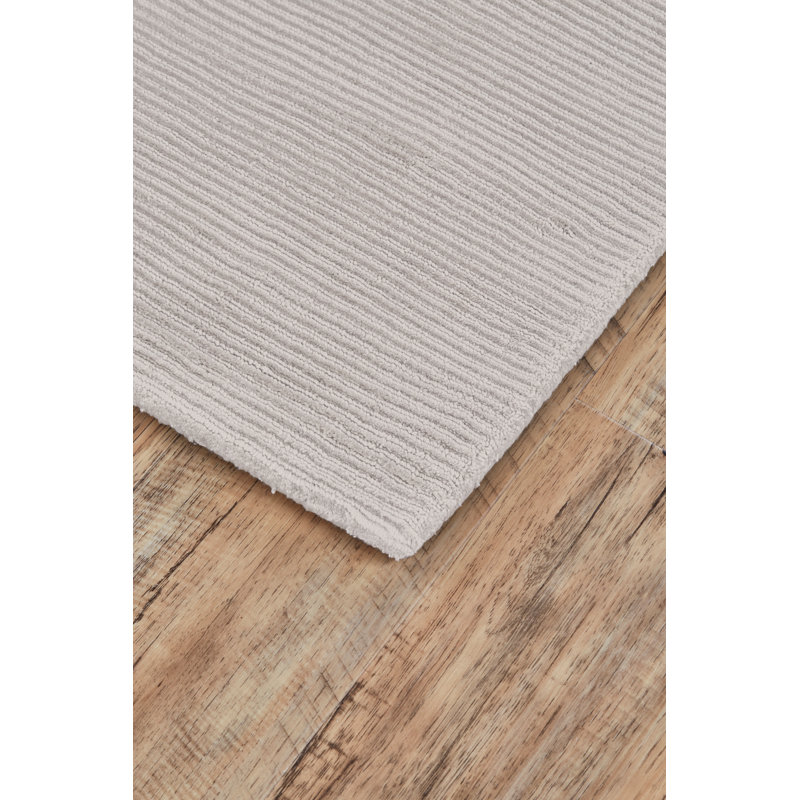 Tapis gris uni en viscose de couleur unie à la main 2 pi x 3 pi, Rectangle de 5 pi x 8 pi