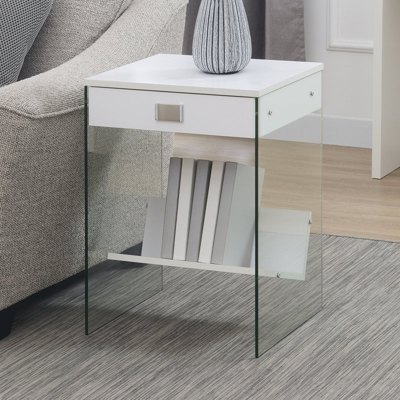 Allegonda 1 Drawer End Table with Shelf, White