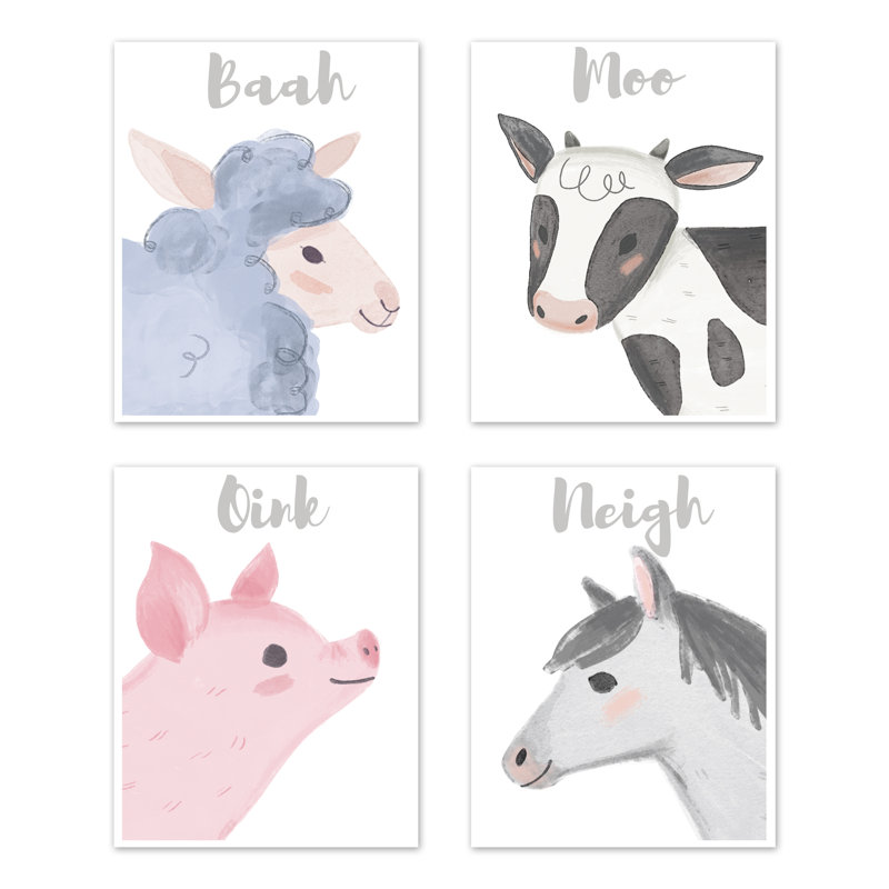 « on the farm animal sound », impression sur papier 4 pièces