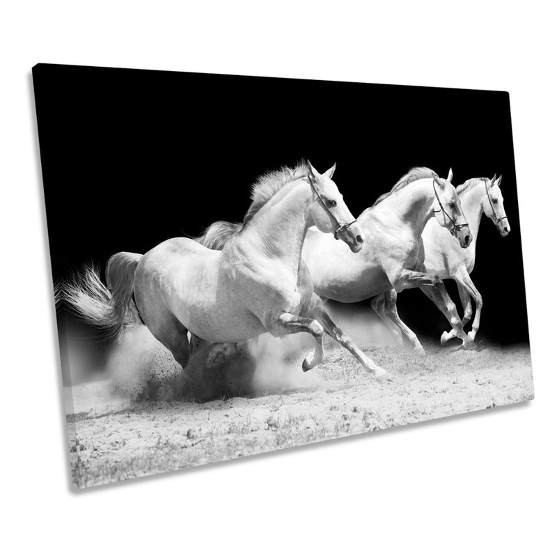 Galloping White Horses - Wrapped Canvas Art Prints, 91.4cm H x 137.2cm W x 4cm D