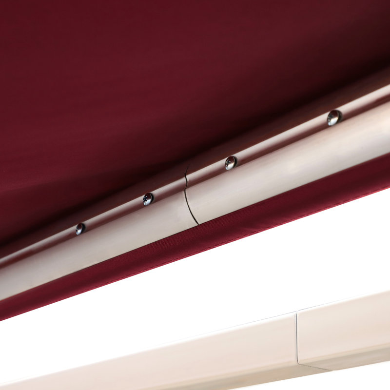 Auvent de terrasse rétractable de 13 pi x 8 pi, parasol avec manivelle manuelle, et tissu hydrofuge, structure en aluminium pour terrasse, balcon, cour, auvent rouge cramoisi