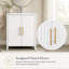 Meuble-lavabo de 61,2 cm avec lavabo intégré, portes ondulées blanches brillantes, poignées en métal doré, tablette réglable, meuble de rangement moderne autoportant pour salle de bain