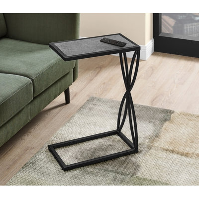 Accent Table, C-Shaped, End, Side, Snack, Grey Laminate, Black Metal, Contemporary, Modern