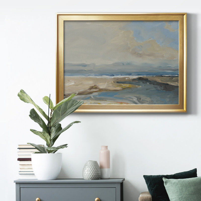 Lincoln Beach, H 26,5 po x l 36,5 po x P 1 po, Papier avec cadre doré, Pas de tapis