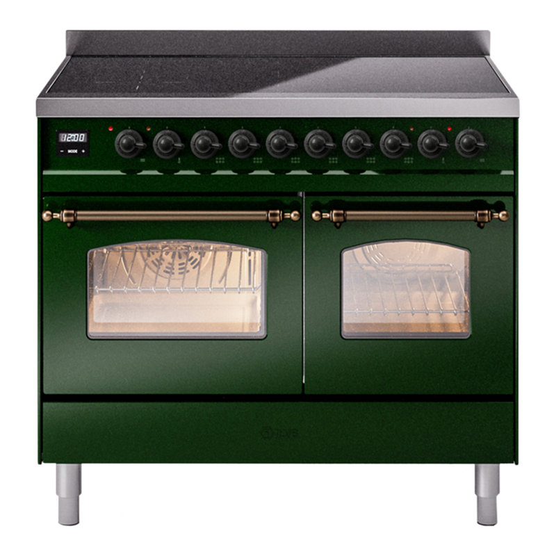ILVE Nostalgie II Series 40 inch Induction Range with 6 Induction Elements (Glass Door), Emerald Green/Bronze