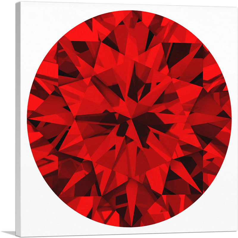 «Red Round Brilliant Cut Diamond Jewel», reproduction d'art graphique sur toile tendue, H 26 po x l 26 po x P 1,5 po