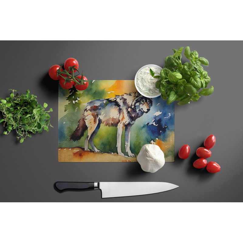 Wolves Wolf  Glass Cutting Board Large