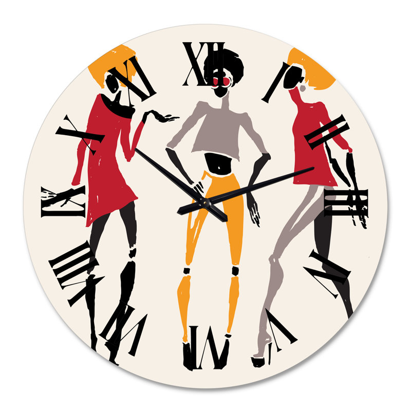 Silhouettes de femmes afro-américaines I - horloge murale moderne, Grand