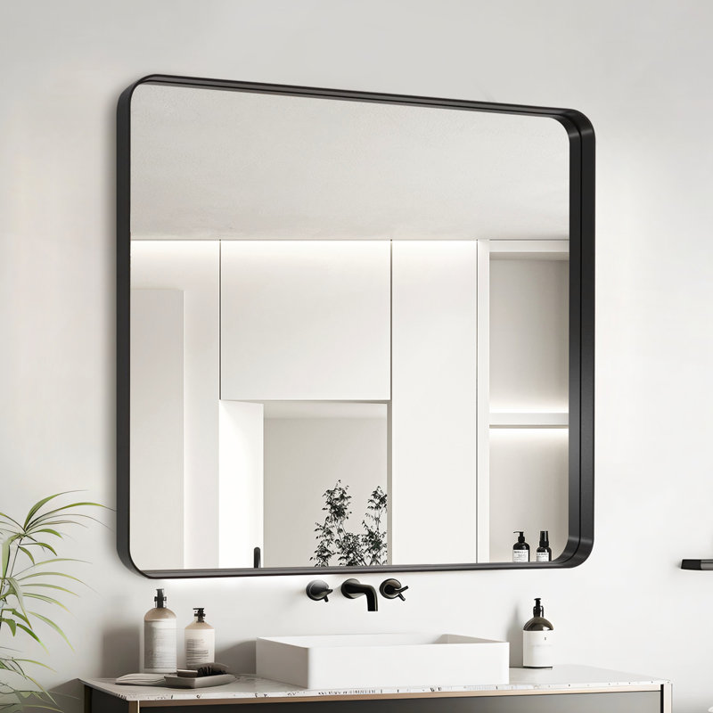 Miroir de salle de bain, Noir, Horizontale, 38 po x 38 po