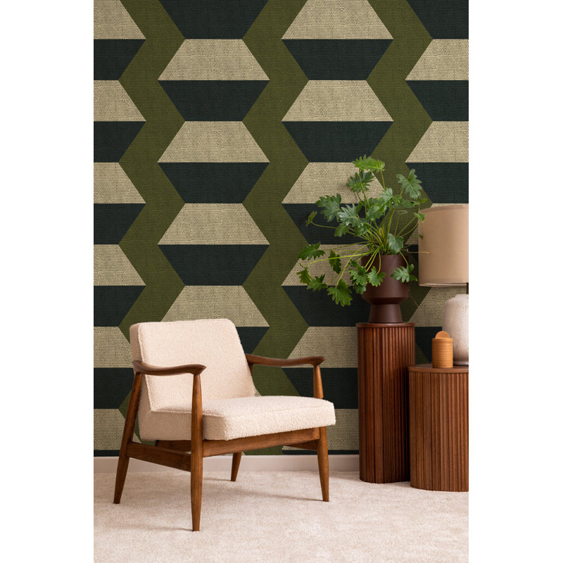 Infinity Blocks - Olive Taupe Wallpaper