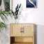 Armoire de rangement, style Mid-Century moderne, rotin, tablettes réglables, 4 portes avec portes