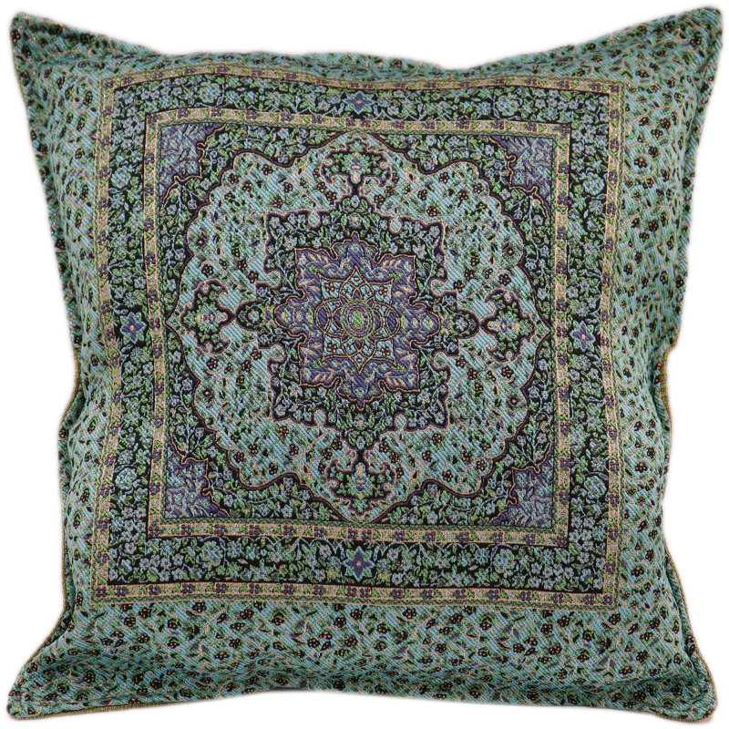 Southwestern Pillows Tassels Chenille Reversible Throw Pillow, Green/Gold
