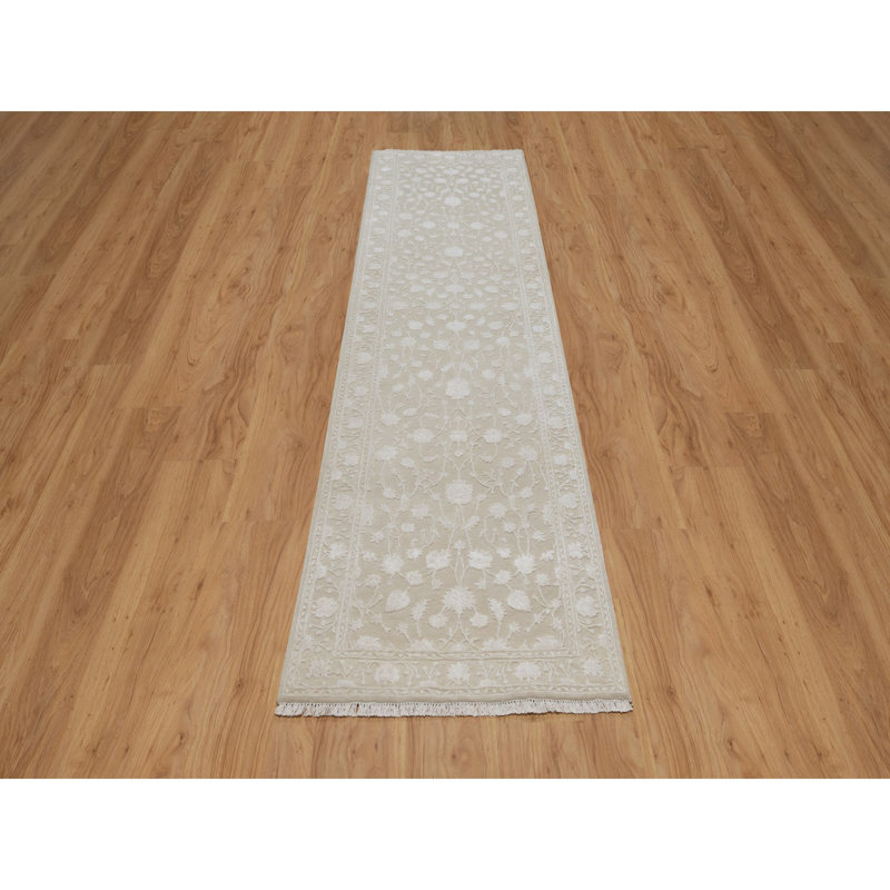 Tapis de couloir en laine et soie noué à la main 2 pi 8 po x 10 pi 3 po CF7AA267A2614CD79446C0A62F82701C