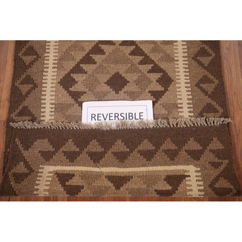 Tapis géométrique en laine à motif oriental kilim 3 x 4