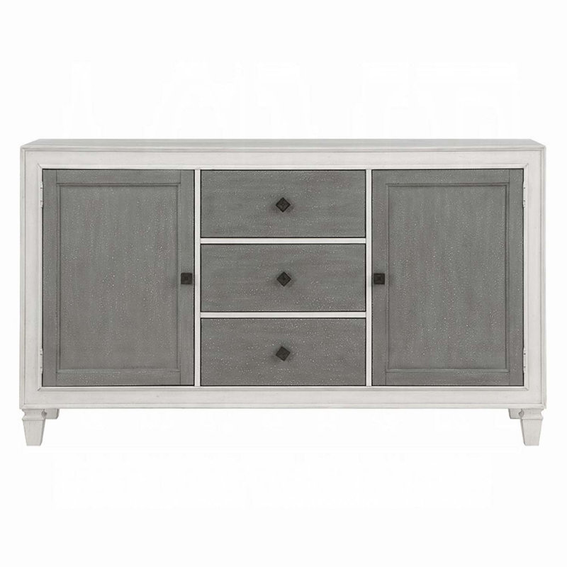 Desserte Katia 70 po, gris rustique et blanc vieilli