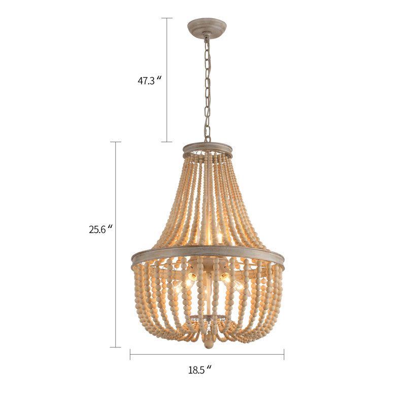 8 - Light Wooden Beaded Chandelier Boho Accents for Dining Room，Living Room