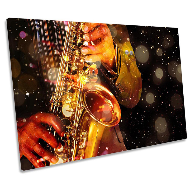 Saxaphone Player Music - Wrapped Canvas Print, 81.3cm H x  121.9cm W