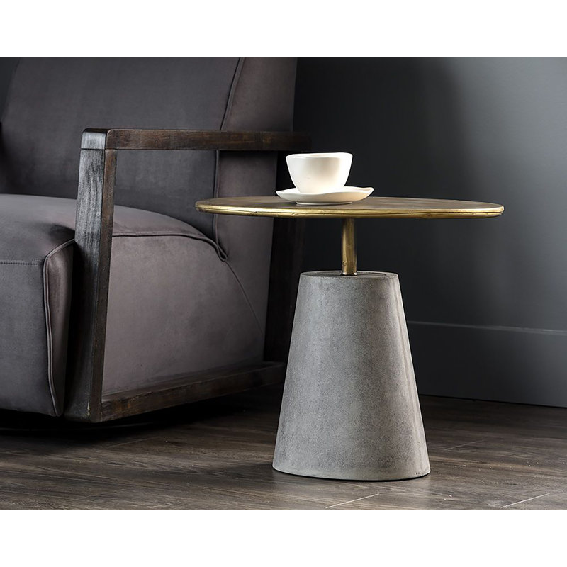 Kadin End Table, Antique Brass