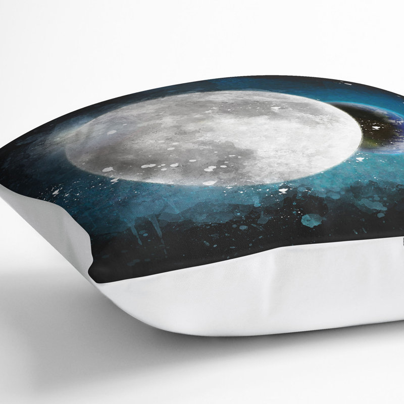 Earth Behind the Moon Cushion with Filling, 40cm H x 40cm W x 15cm D, White