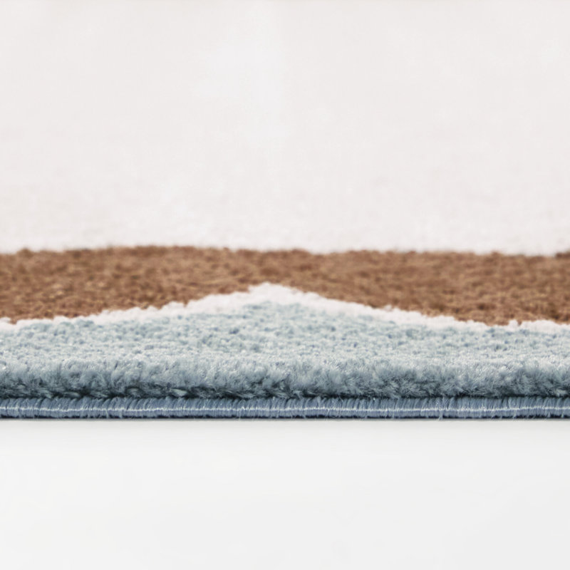 Caldeira Beige/Rust/Blue Scalloped Border Area Rug, Rectangle 7'10" x 10'