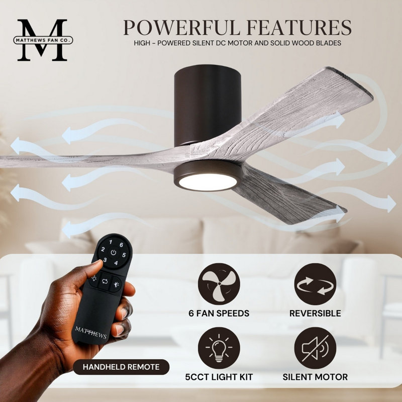 Irene LED Ceiling Fan, Textured Bronze, Barn Wood Tone, 42"