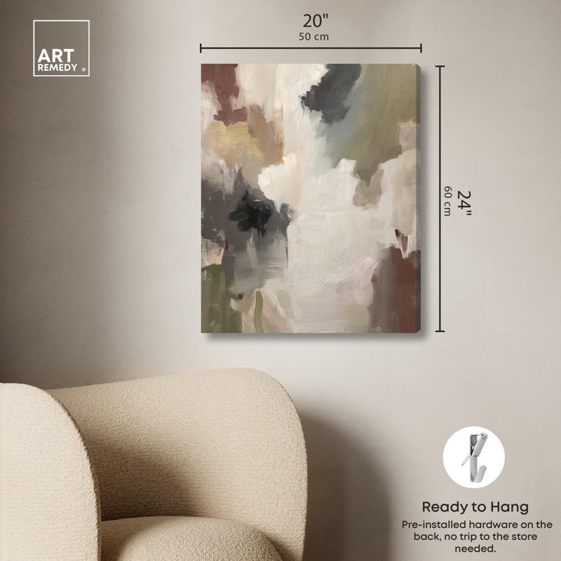 «Mist and Memory IV Boho», reproduction d'art sur toile par Art Remedy, H 20 po x l 24 po, Cadre argenté