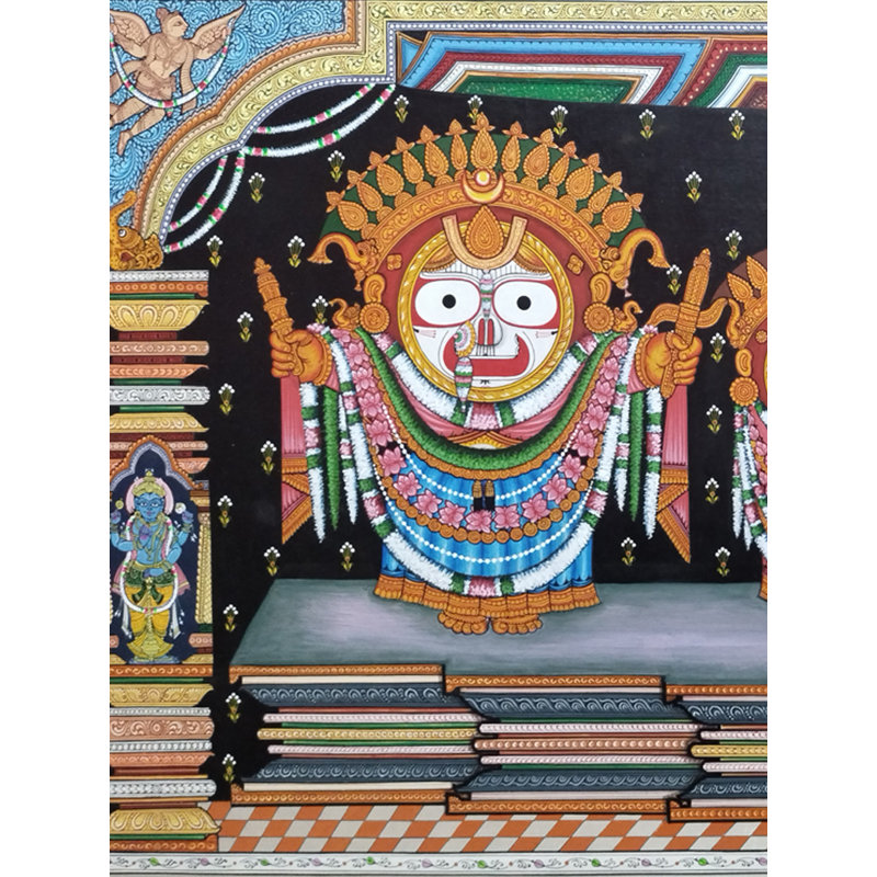Trio de Lord Jagannath | Couleur naturelle sur feuille faite à la main | Par Rakesh Kumar