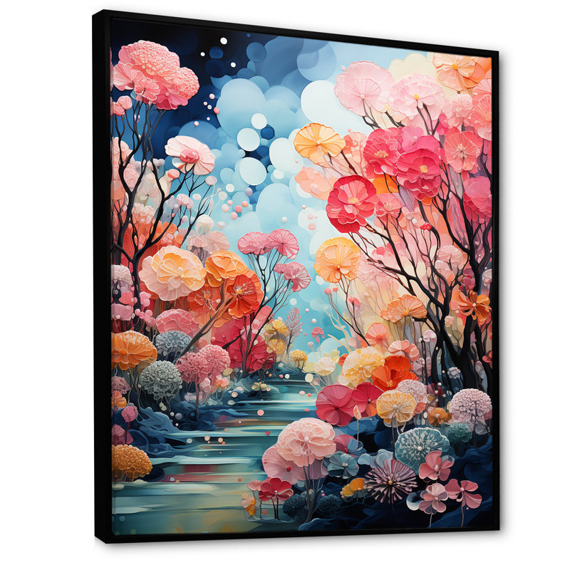 Barrière de corail gracieuse II, Cadre flottant noir, H 44 po x l 34 po x P 1,5 po
