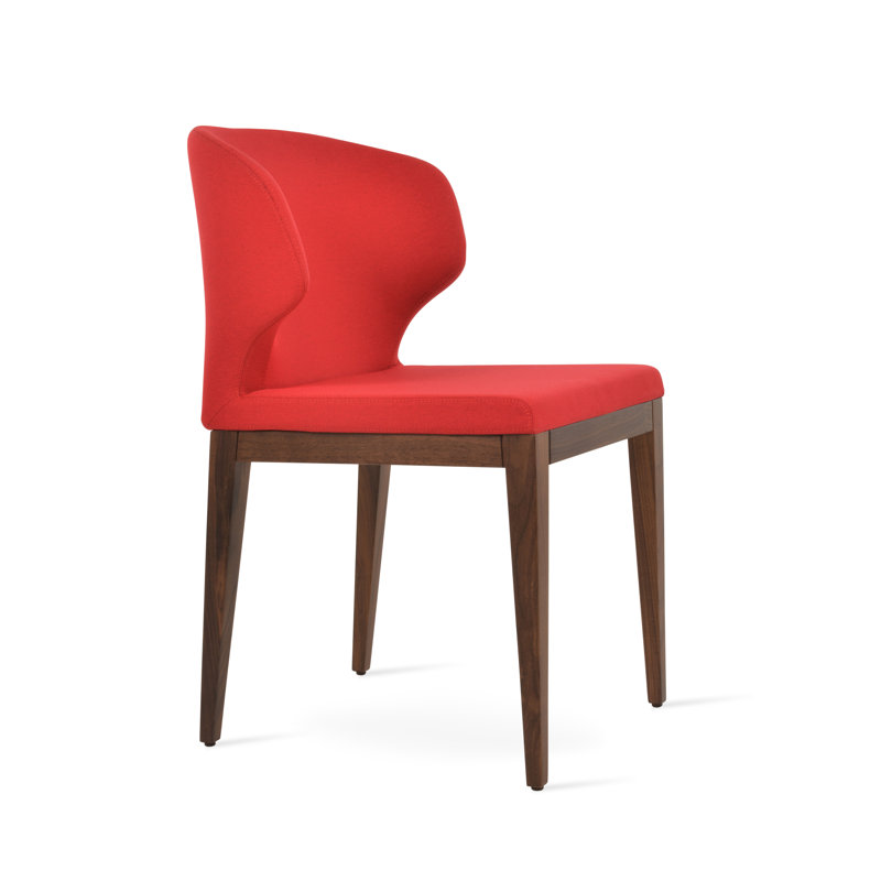 Amed Wood Side Chair, Beech Walnut, Fabric Era Red