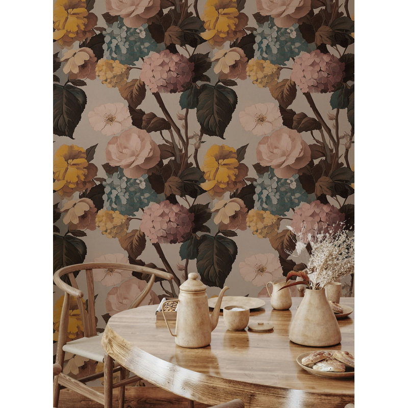 Papier peint floral d'inspiration rétro douce