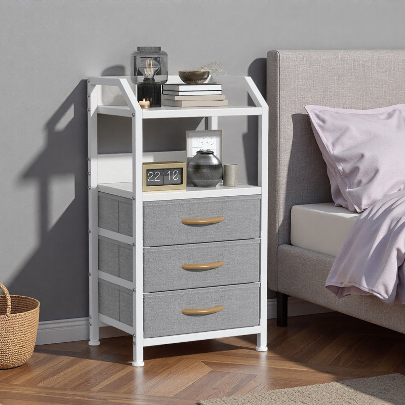 40cm W Bedside Table, Light Grey