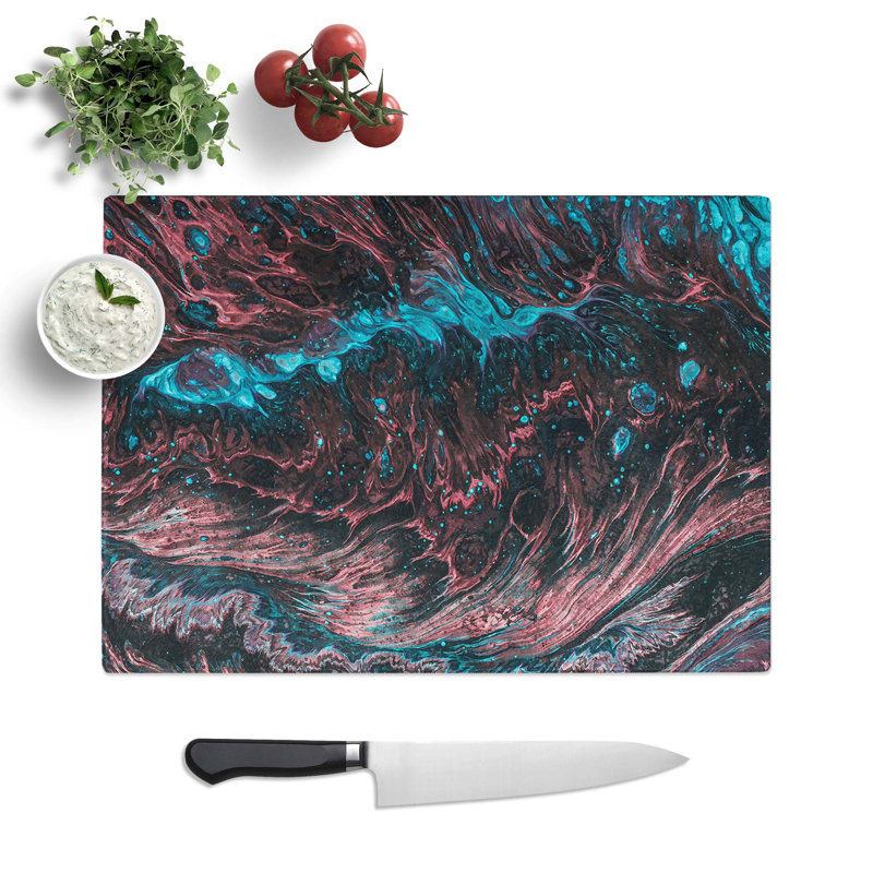 Glass Land of The World in Abstract Chopping Board, 28.5 cm W x 20 cm L