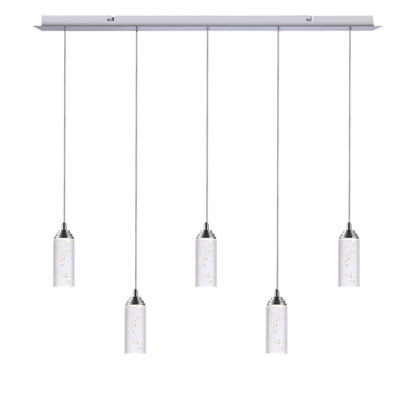 Ardrie 5 - Light Chrome Kitchen Island Pendant, 4.7" H x 1.8" W x 1.8" D