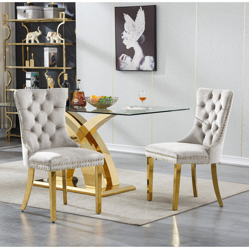 Glass Dining Table Set with Upholstered Dining Chairs, 70" Rectangle Kitchen Table and Chair Set, Clear Glass Dining Room Table Set, Modern Home Kitchen Furniture