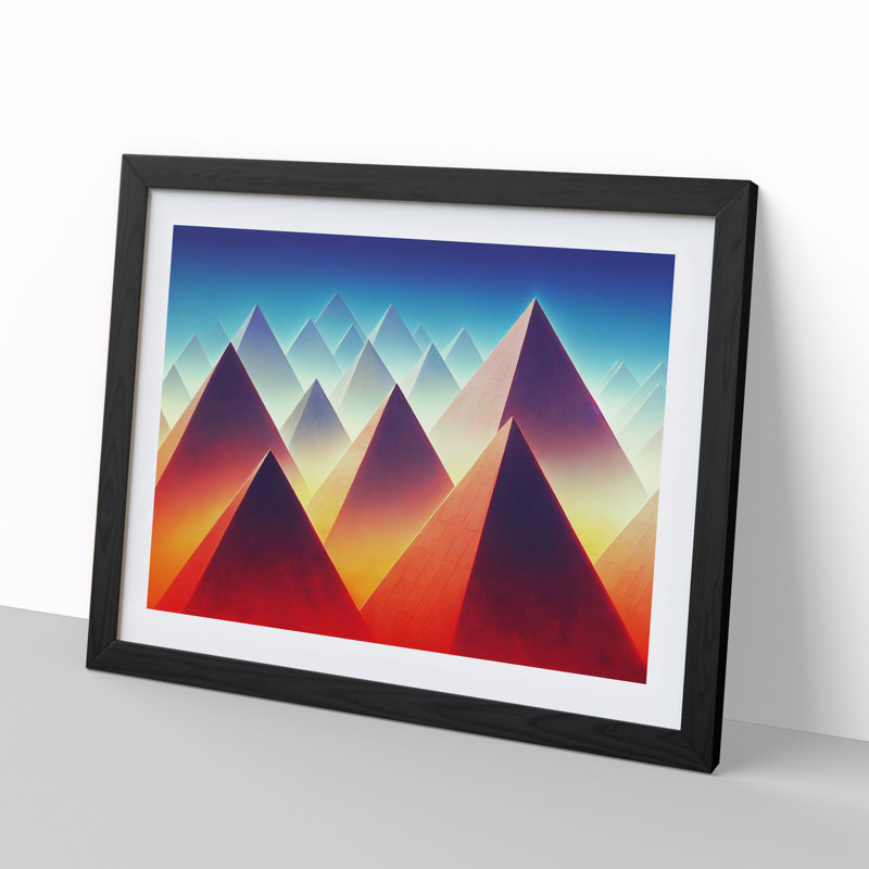 Futuristic Pyramids Vol.1 Abstract - Single Picture Frame Print, Black Framed, 34cm H x 46cm W x 2cm D