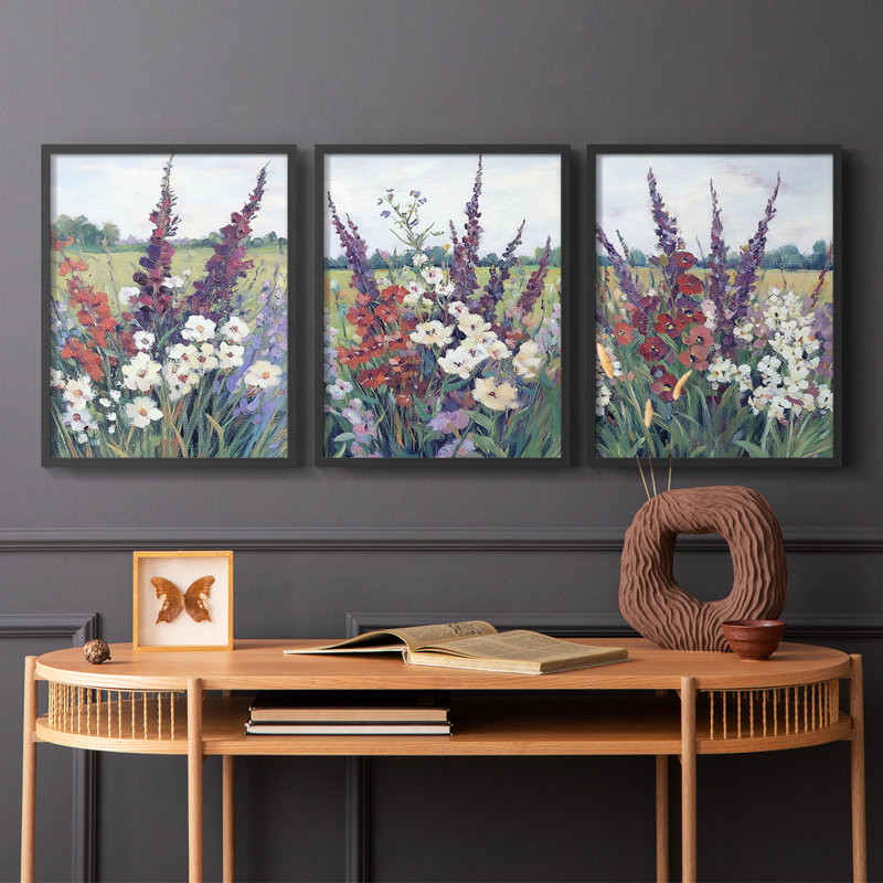 Étude florale CLxxxvi -Set de 3 estampes numériques giclées -Prêt à accrocher, H 10 po x l 24 po
