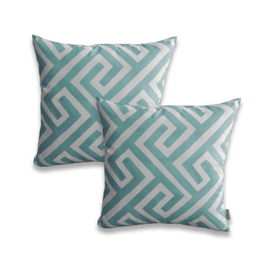 Set Of 2 Printed Outdoor  On White Base  Pillow Cover ( Set Of 2)