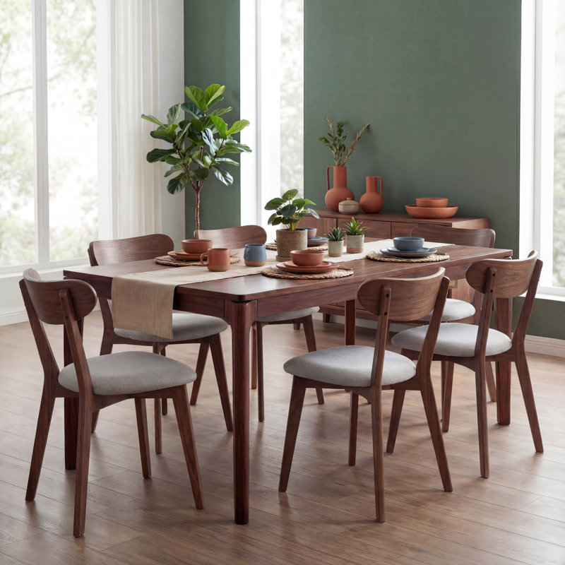 Chaise de salle à manger rembourrée en chêne massif avec housse amovible - ensemble de 4, Beige gris, Chêne brun, 4