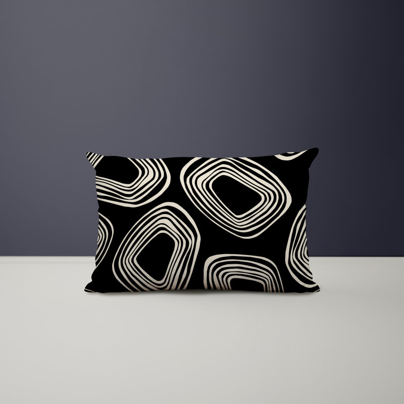 Housse et insert de coussin rectangulaire en polyester pour l'intérieur et l'extérieur, Noir