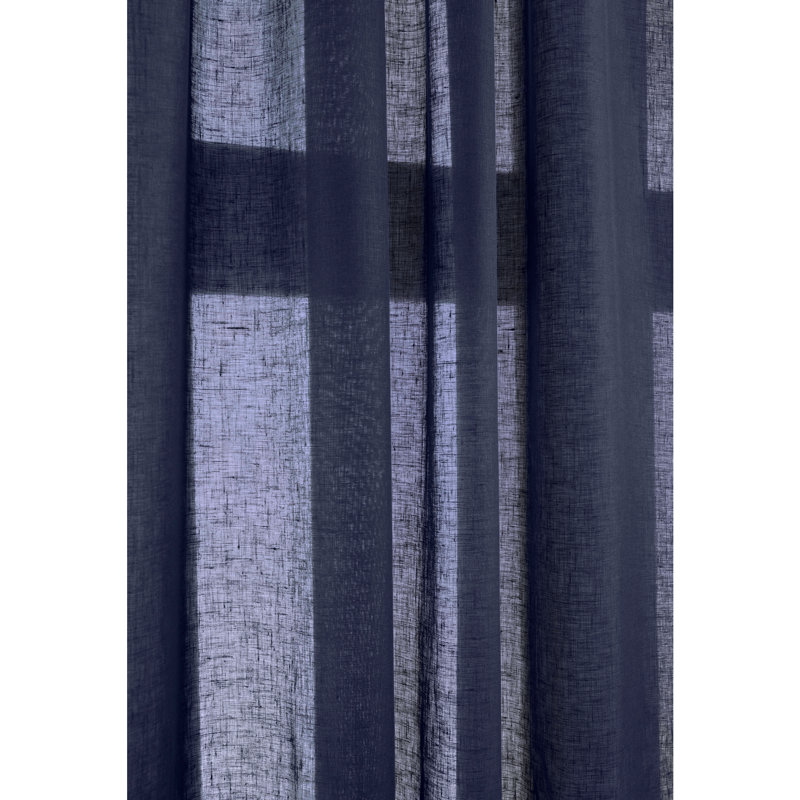 Sheer Curtain with Rod Pocket, Navy, 52" W x 120" L