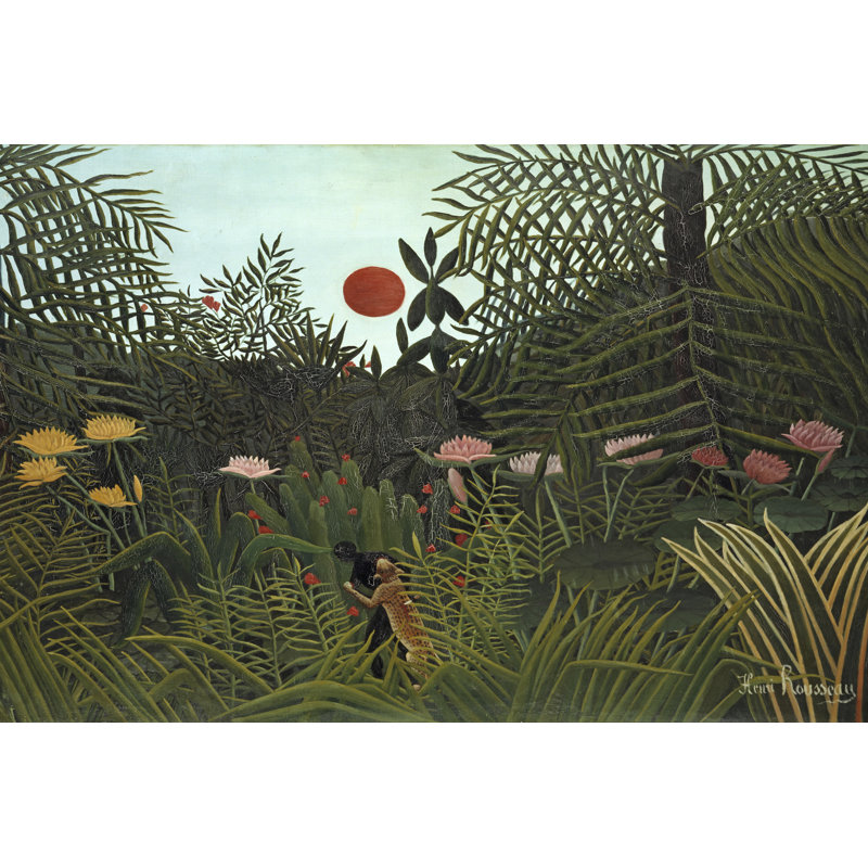 Reproduction de la jungle de Leahana sureau par Henri Rousseau, H 24 po x l 36 po
