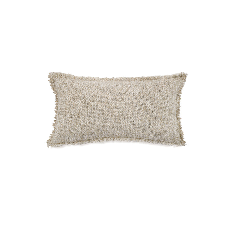 Natural Beige Fringed Rectangular Accent Pillow