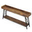Console industrielle très longue de 70,9 po, canapé brun rustique derrière le canapé, table de bar étroite dans le couloir d'entrée, mobilier d'appoint haut pour le salon