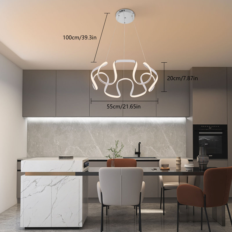 Dimsdale Modern Irregular LED Pendant Light With Remote, Silver