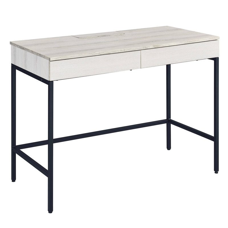 Bureau pour un travail de bureau efficace - 2 tiroirs, mobilier naturel et noir avec tiroirs