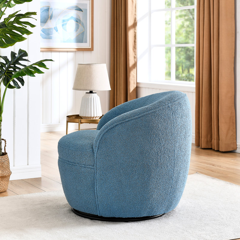 Chaise pivotante bleue à 360 degrés - Revêtement luxueux, chaise contemporaine 360 °, revêtement et base, Bleu