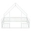 Lit blanc au sol avec structure en forme de maison et garde-corps - Fabriqué en pin pour une bonne nuit de sommeil-130040735