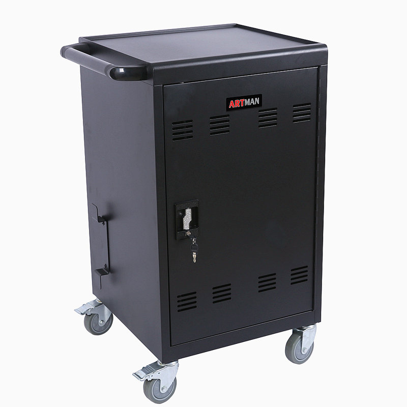 Mobile Charging Cart And Cabinet  Tablets Laptops, Black